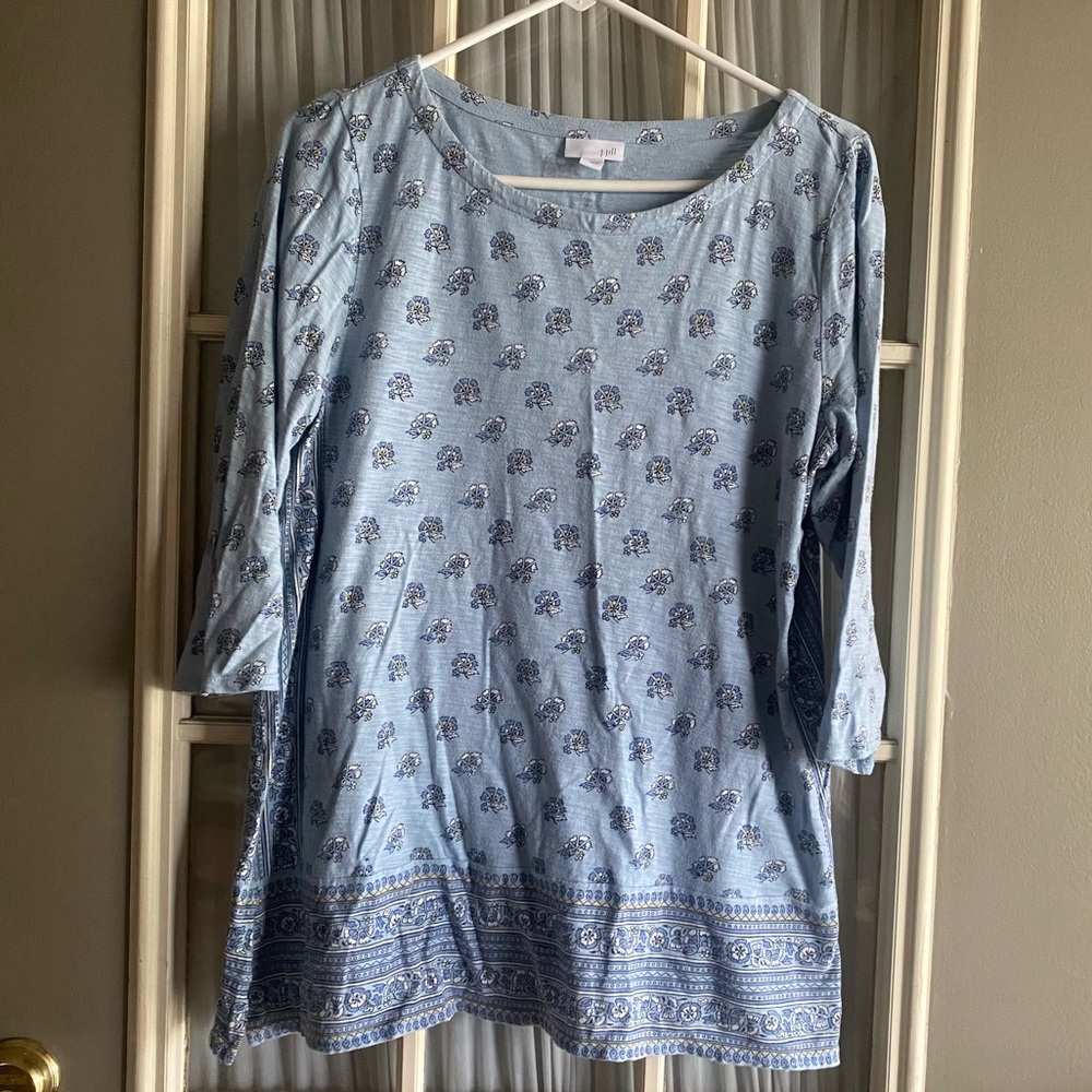 J. Jill blue paisley 3/4 length sleeve top